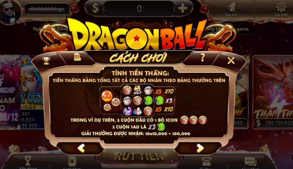 Quy định về mức tiền thưởng trong game Dragon ball z